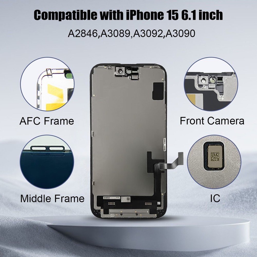 For iPhone 15 OLED Premium Display Touch Screen Replacement Digitizer Assembly