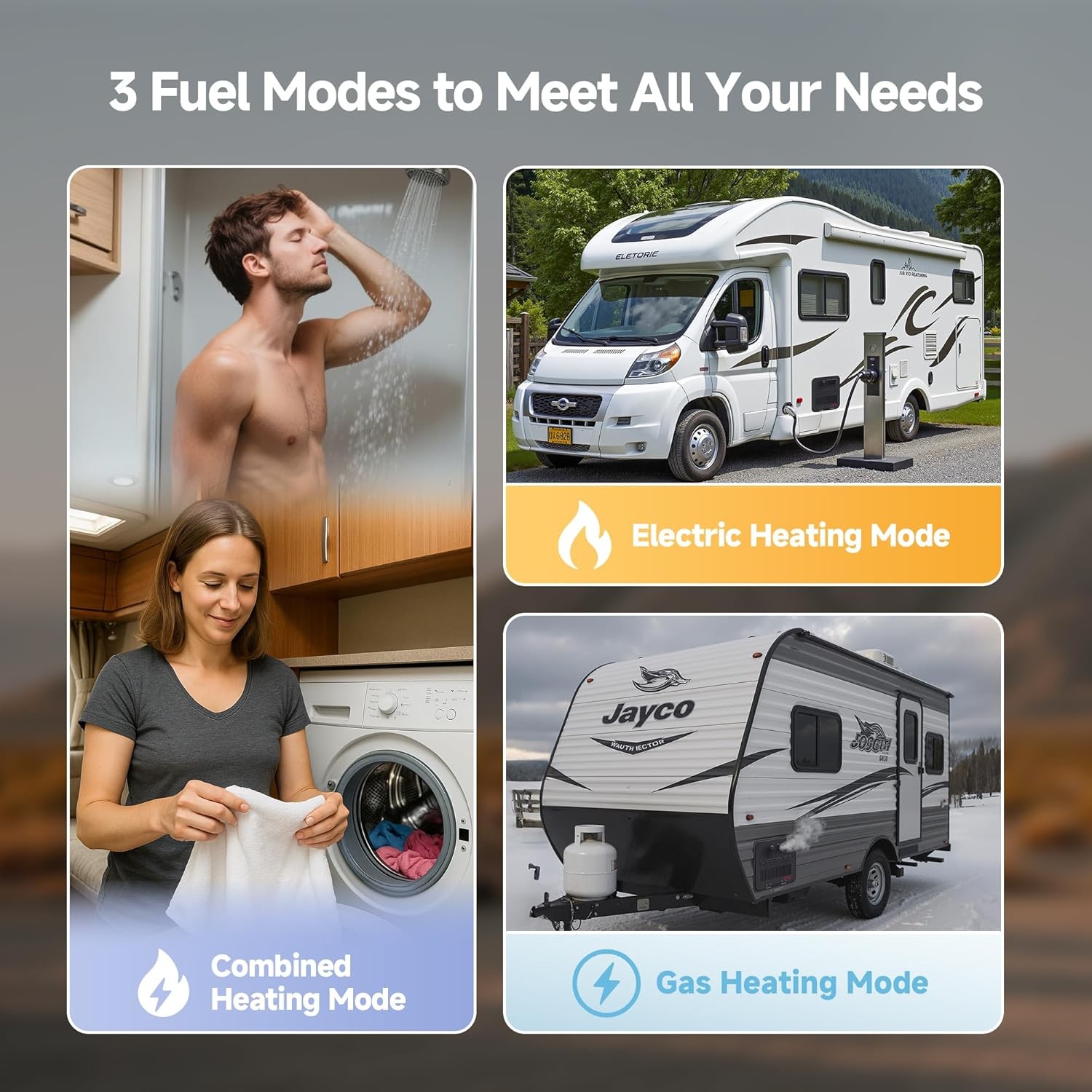 6 Gal RV Camper Tank Water Heater Propane, Electric or hybrid w/ 15"x15" Door