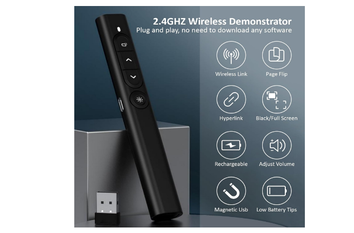 Rechargerable Powerpoint Presentation Clicker Wireless Presenter Remote Control