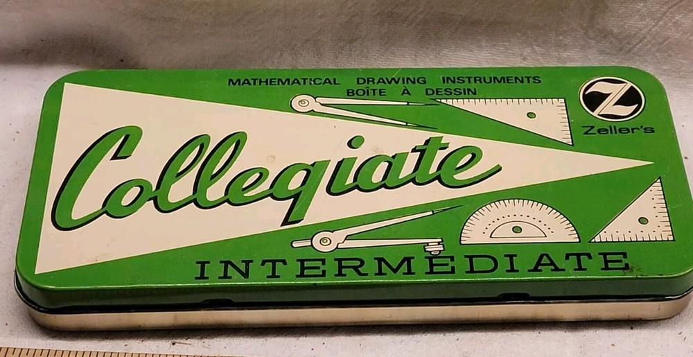 COLLEGIATE INTERMEDIATE HELIX MATHEMATICAL DRAFTING INSTRUMENTS FULL SET TIN BOX