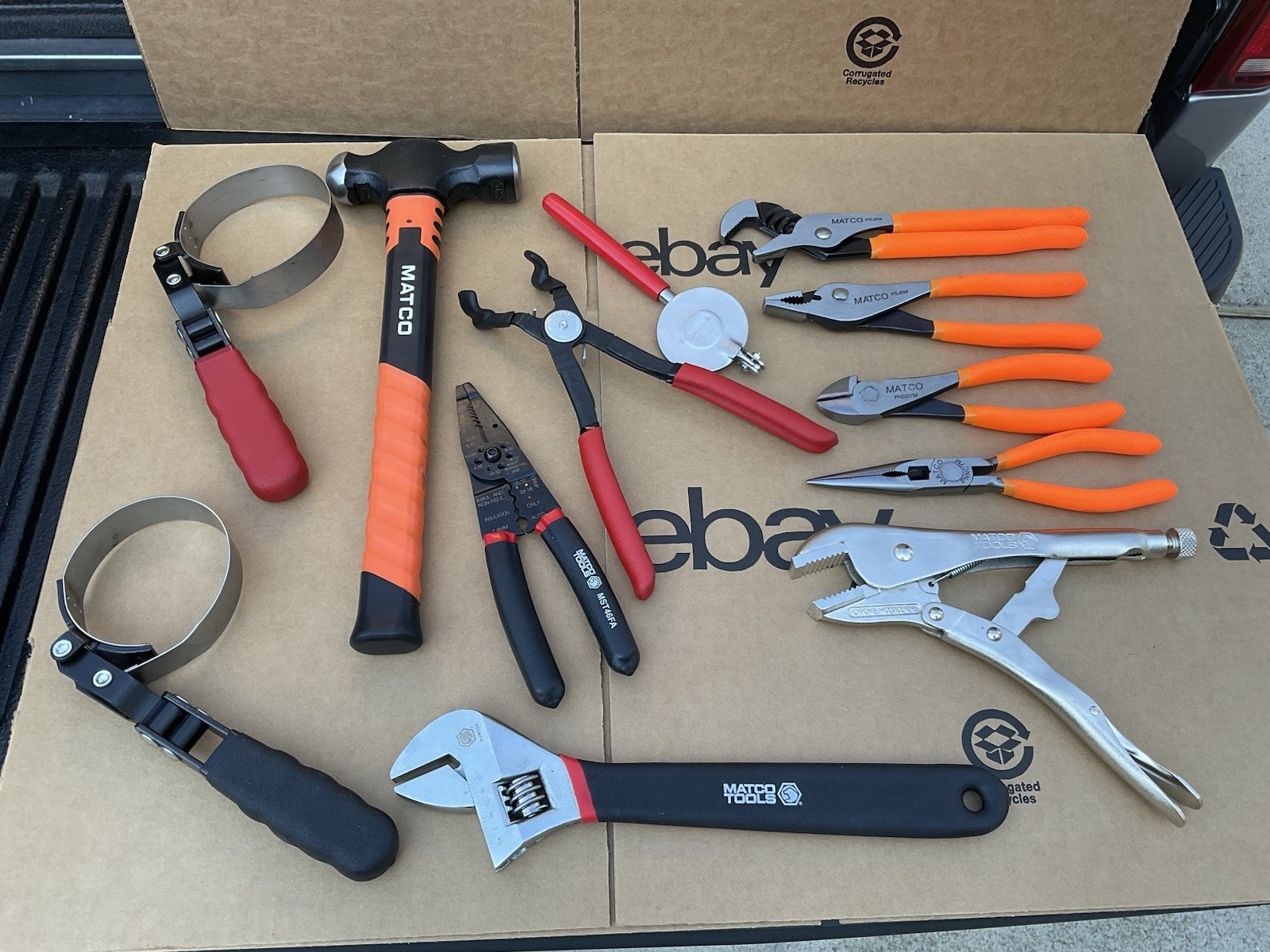 Matco Tool Lot. Pliers, Lock Pliers, Hammer, Adjustable Wrench Etc 12pc Like New