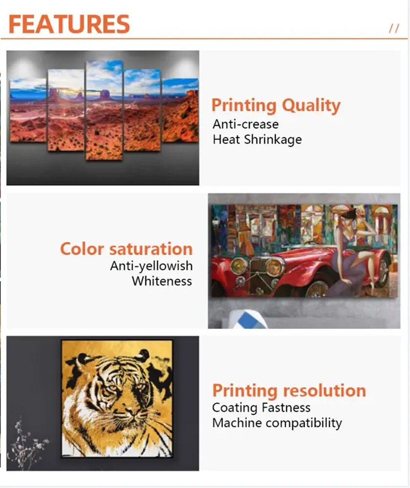 60"x100'，1 Roll， Polyester Cotton Inkjet Printing Canvas Roll for UV Printer