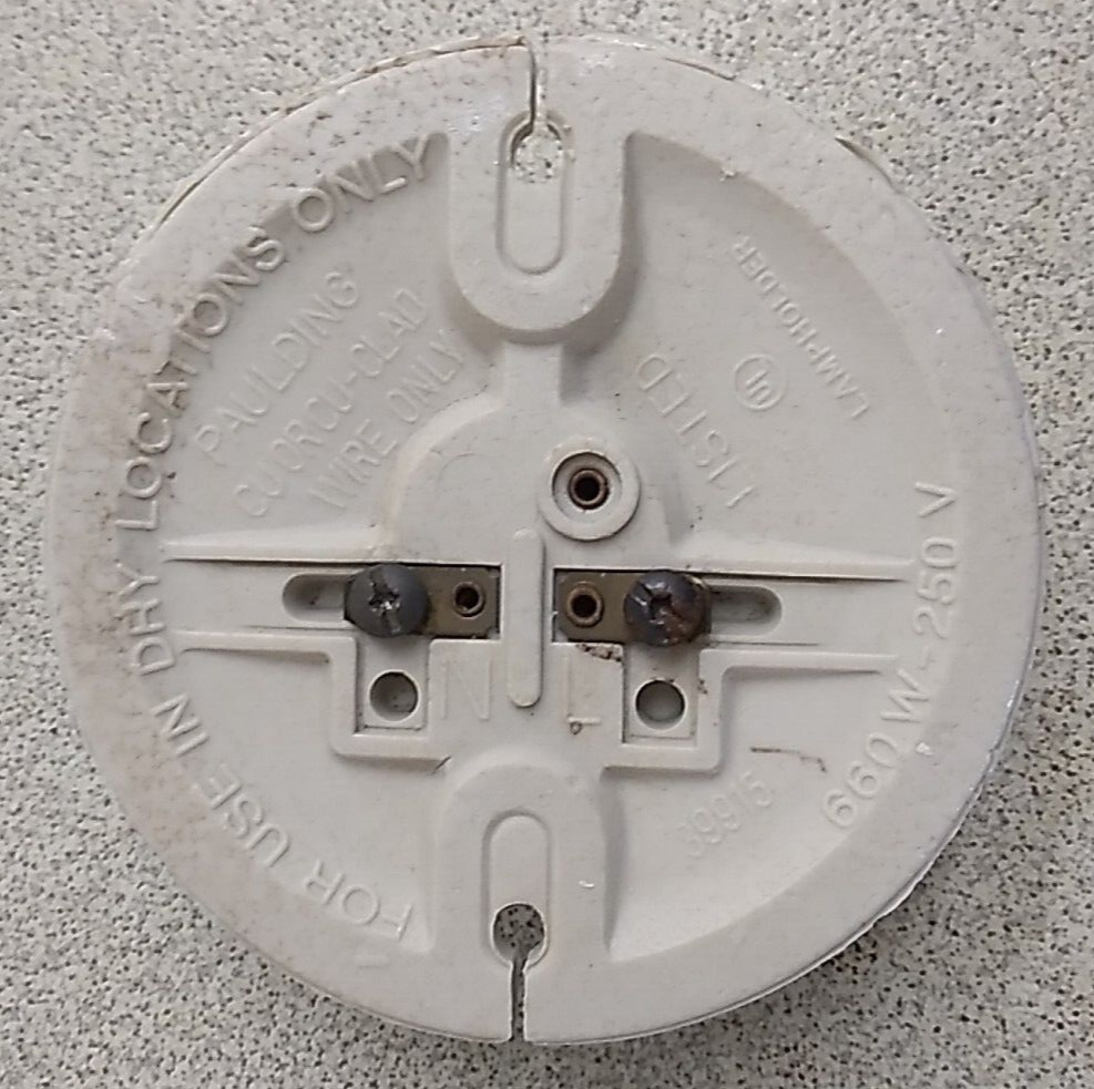 Vintage Paulding #39915 White Ceramic Ceiling Electrical Light Outlet Box