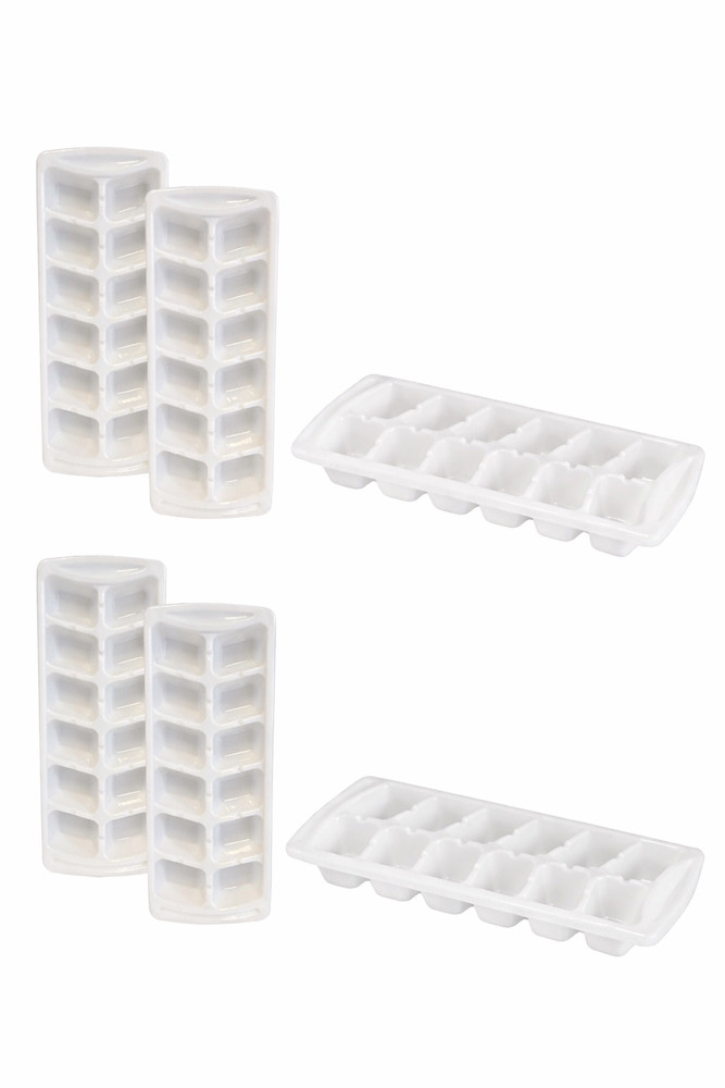 4-Pack Stackable Ice Cube Trays - BPA Free, 12 Medium Cubes Each, White