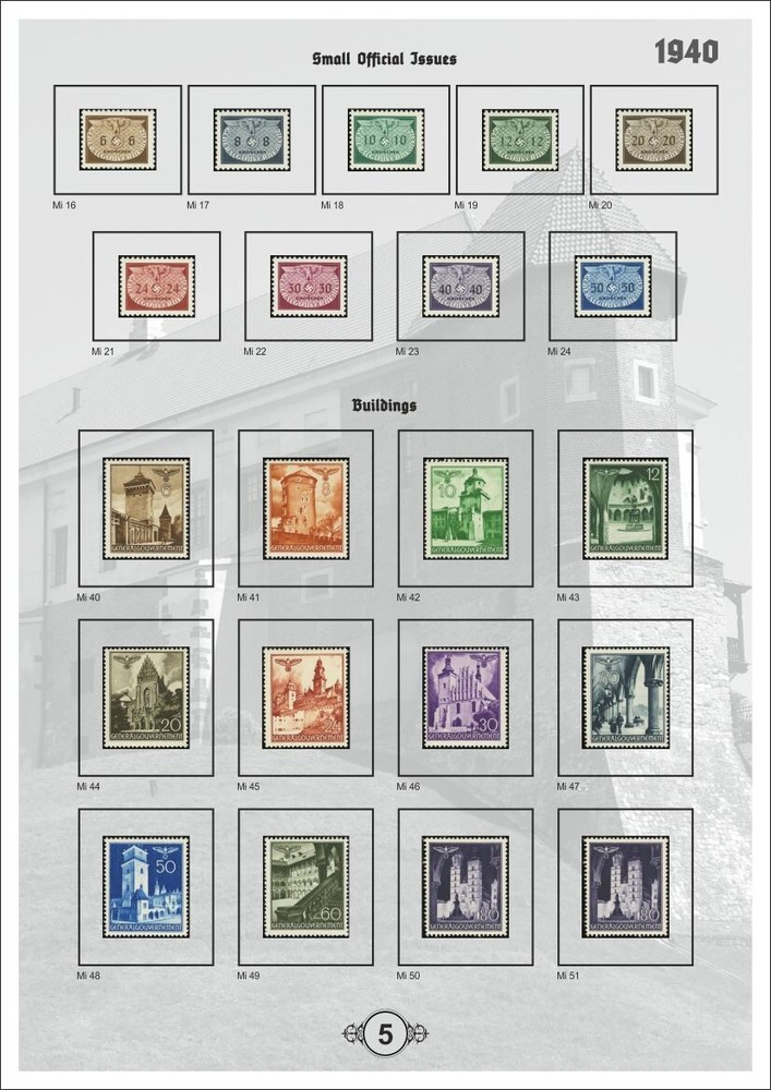 PDF ( DIGITAL ) STAMP ALBUM PAGES Third Reich Poland General Government, 1939-44