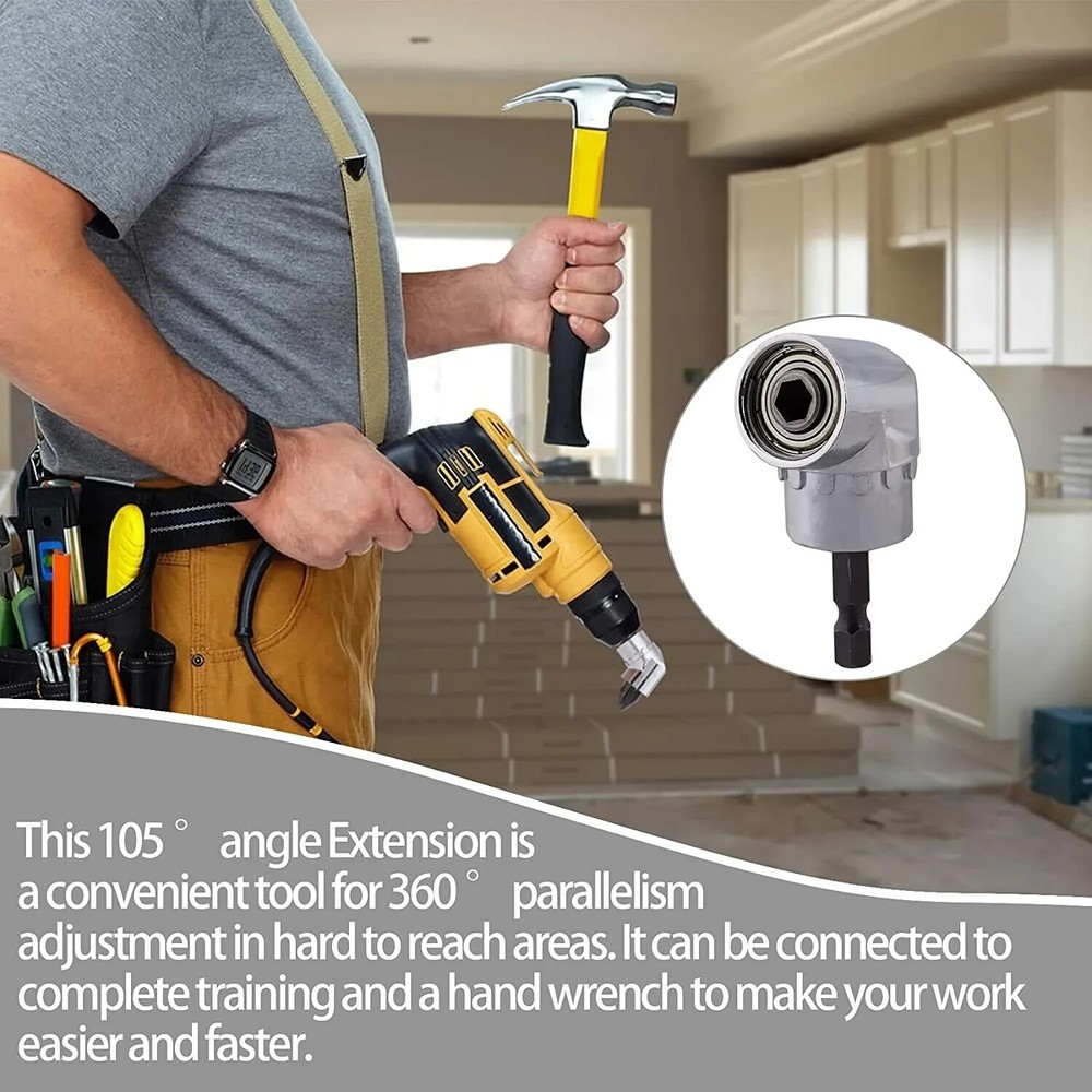 9 Pcs Socket Adapter Impact Hex Shank Drill Bits Set 1/4" 3/8" 1/2" Right Angle