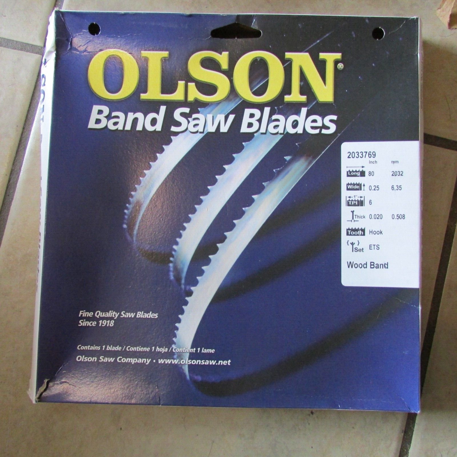 Olson Band Saw Blades - Wood Band - #2033769 - 80" Long - 0.25 Wide    (B 93)