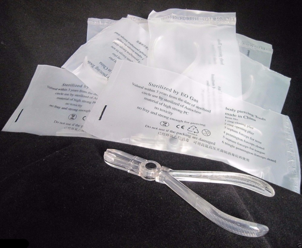 New 5 × White Disposable Piercing Closing Forcep Clamp Plier Tool Supply