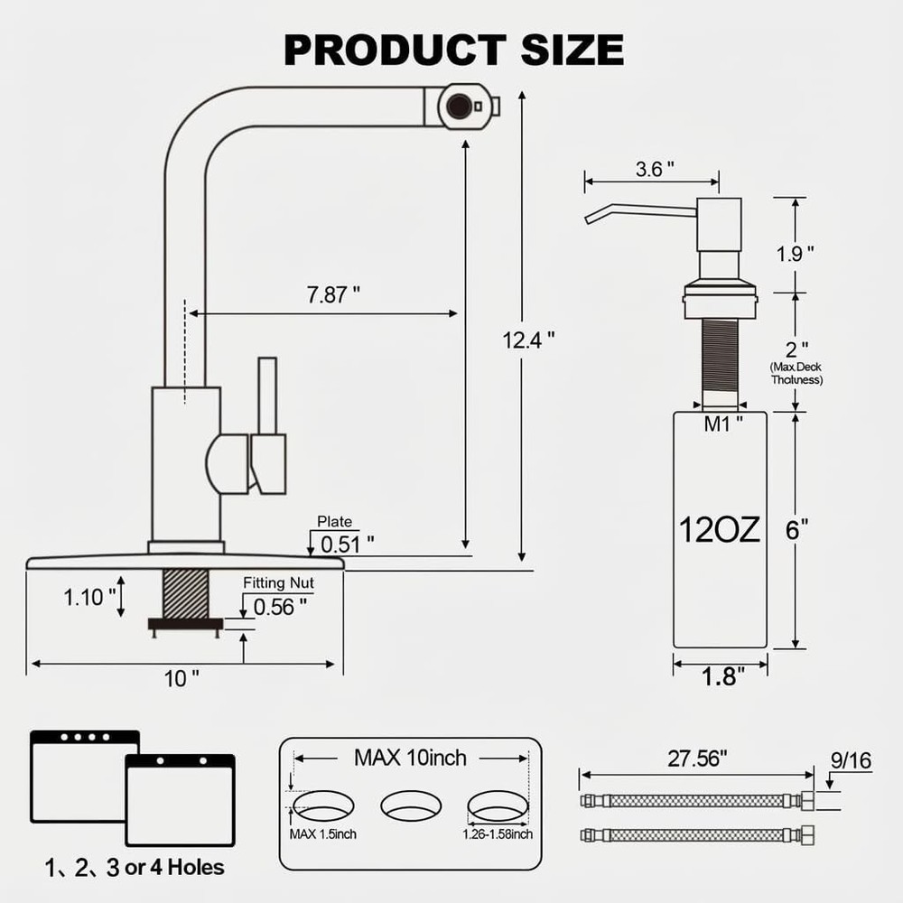 Single Handle Kitchen Faucet Pull Down Sprayer Brushed Nickel