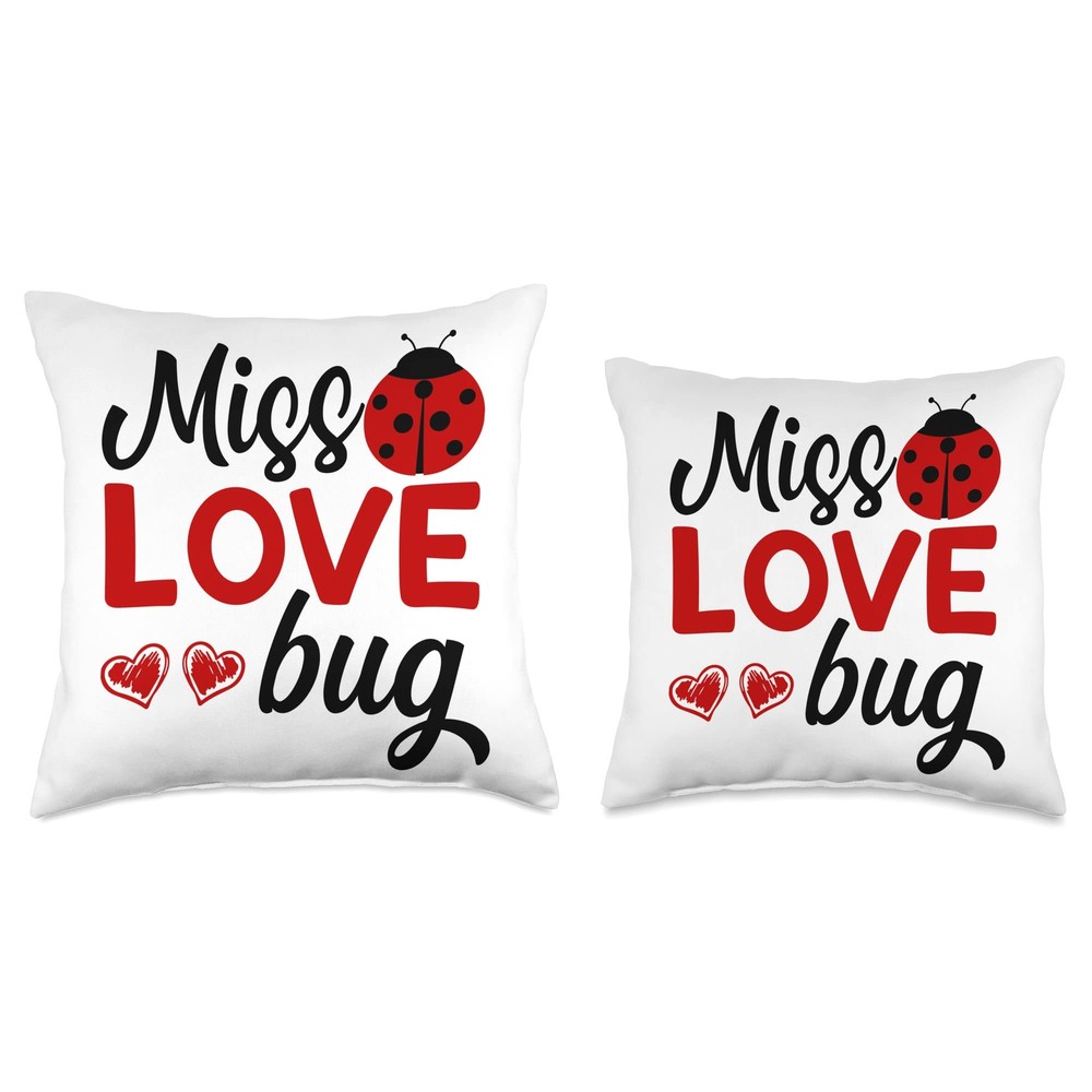 Miss Love Bug Throw Pillow 16x16 Multicolor