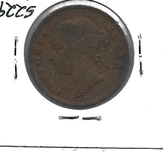 1885 Straits Settlements Cent VF details, nicks