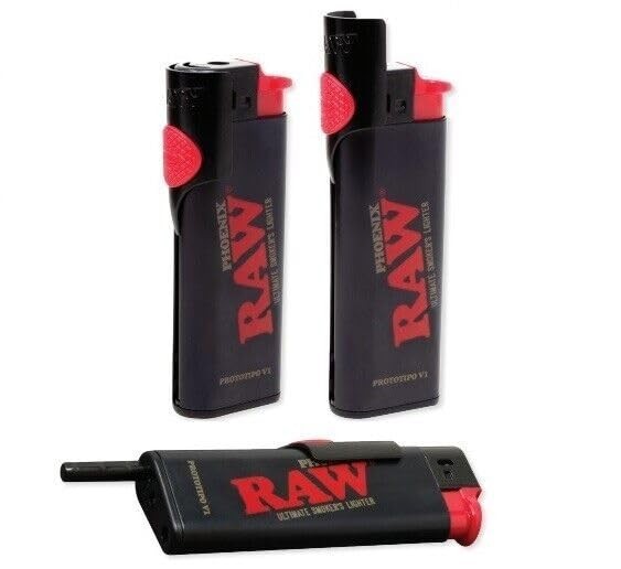 RAW Phoenix Smoker Lighter – Adjustable Wind Screen & Built-In Poker (1 Unit)