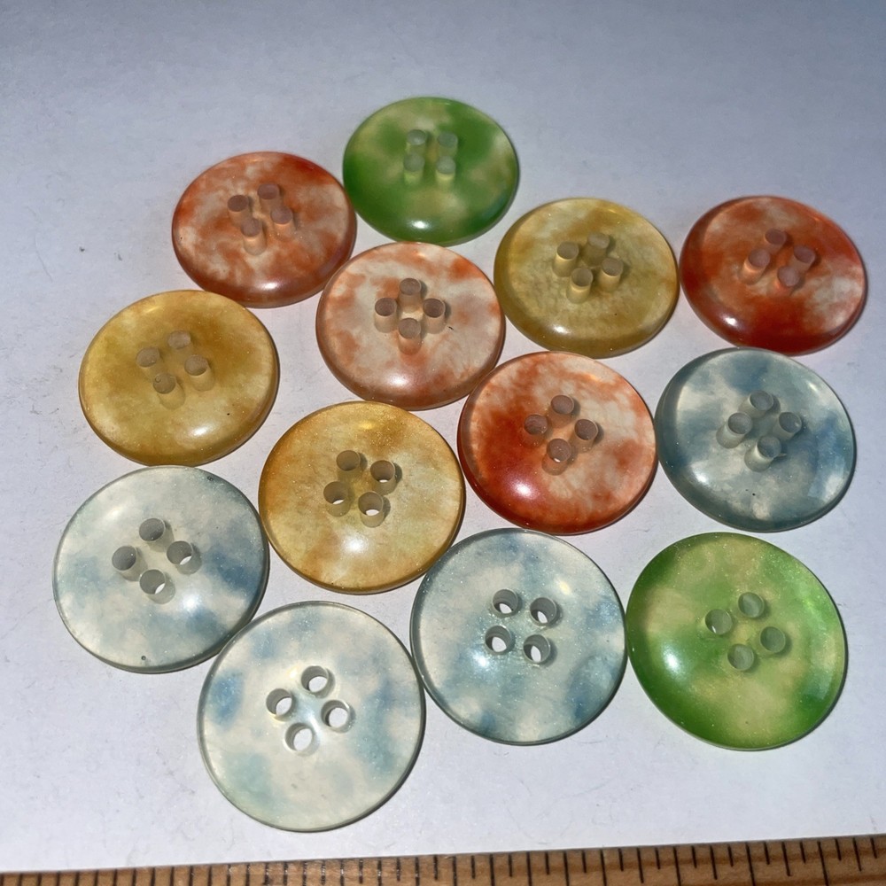 13 Plastic Assortment Round Sew Through Colorful Buttons