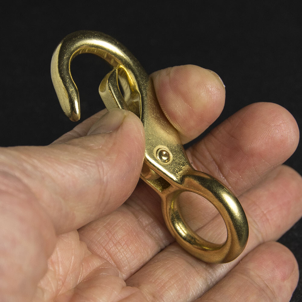 Solid Brass Marine Clasp Spring Snap Carabiner Hook Clip 10mm Eye