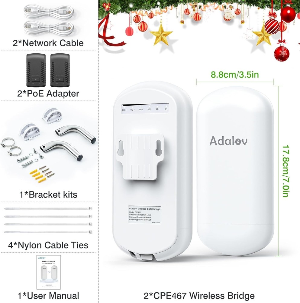 WiFi Bridge Long Range PTP For Security Camera Network Extension Starlink Extend