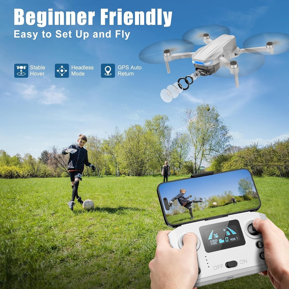 Drones with Camera for Adults 4K, GPS Auto Return, Waypoint Flight, Orbit Fly...