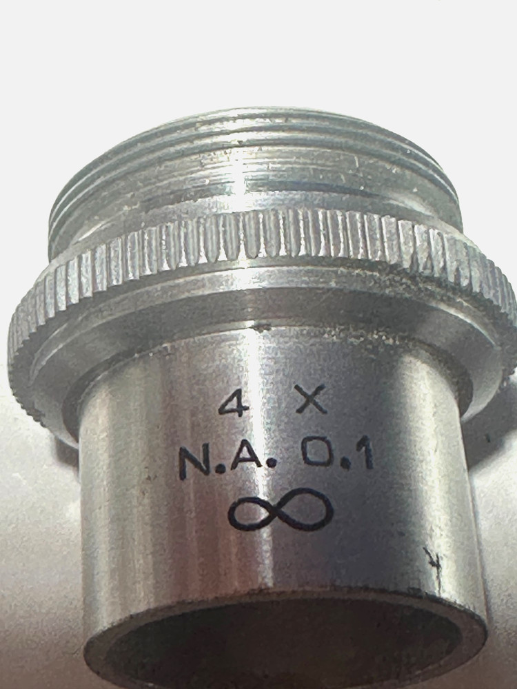 American Optical / Spence 4X N.A. 0.1 Microscope Objective, Used