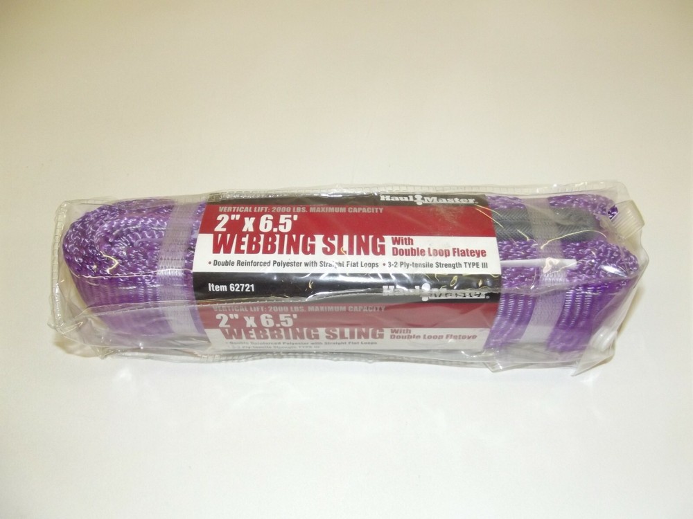 6-1/2 Ft. 2000 Lbs. Capacity Lifting Sling Web Pull Rope Double Flat Loop Ends