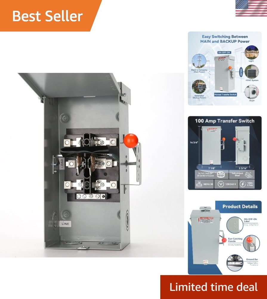 100A Double-Throw Generator Transfer Switch - Weather-Resistant Outdoor Solution
