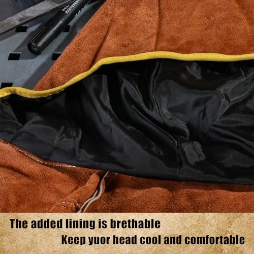 Welding Hood Leather - Cowhide Split Leather Welding Caps Protector with Neck