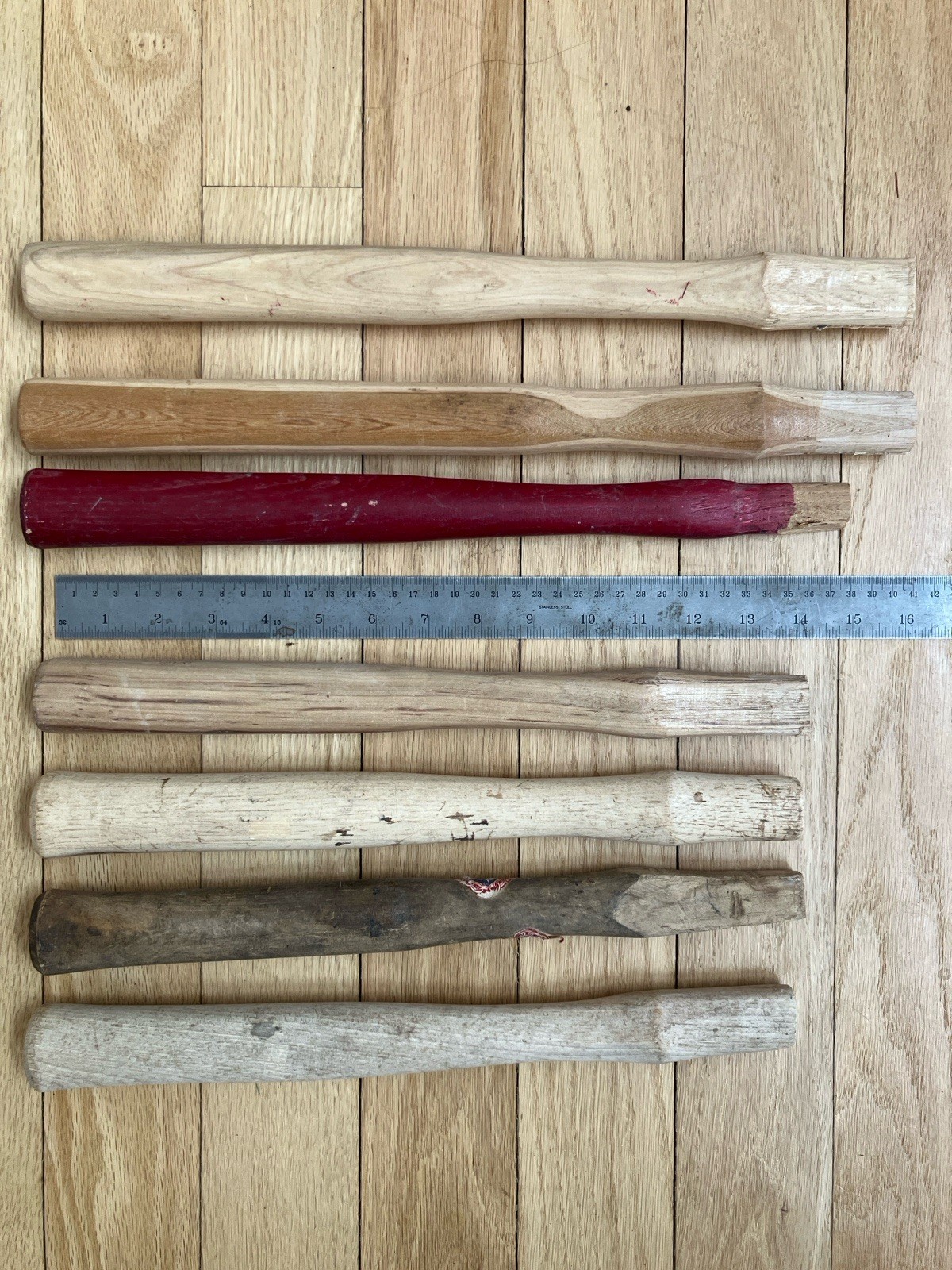 LOT OF 7 VINTAGE HAMMER REPLACEMENT HANDLES 14" - 16"- CARPENTER BLACKSMITH