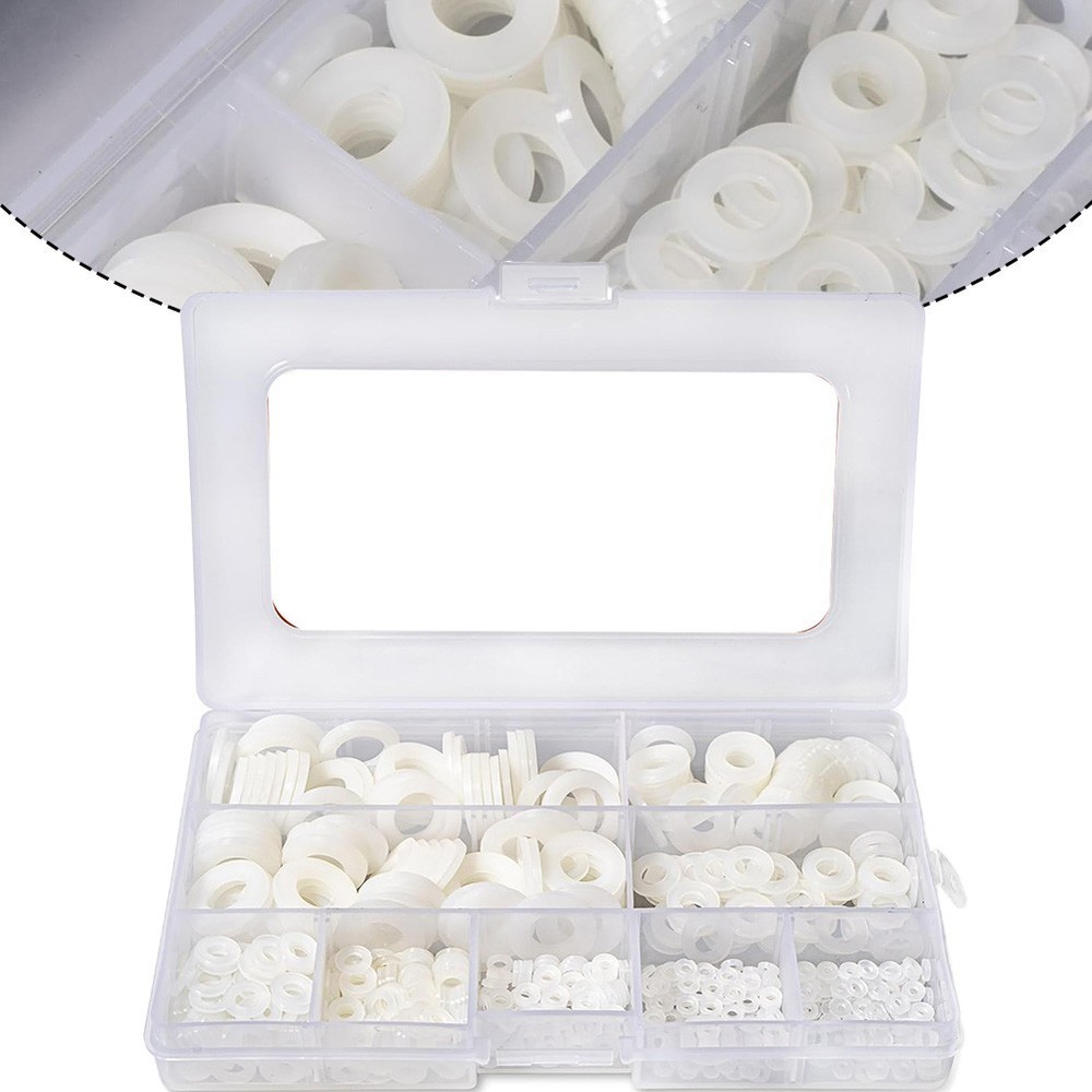 White Nylon Washers 780pcs Assortment Set with 9 Sizes for Various Uses