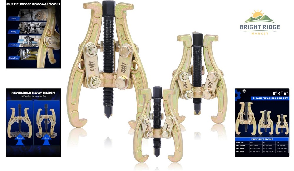 Versatile Gear Puller Set with Heavy Duty Build for Multiple Applications