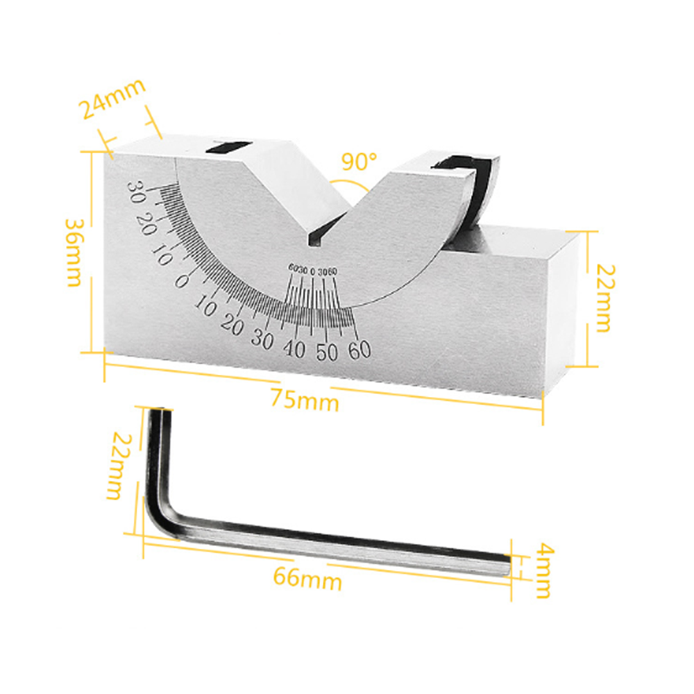 New 0°-60°Adjustable Angle Block Set V Angle Gauge Block Precision Micro Milling