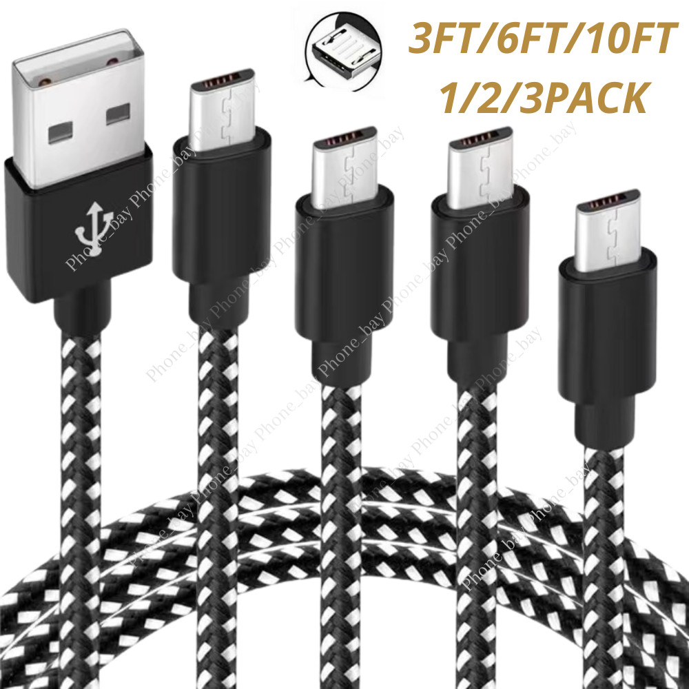 3/6/10Ft Micro USB Fast Charger Data Sync Cable Cord For Samsung HTC Android LG
