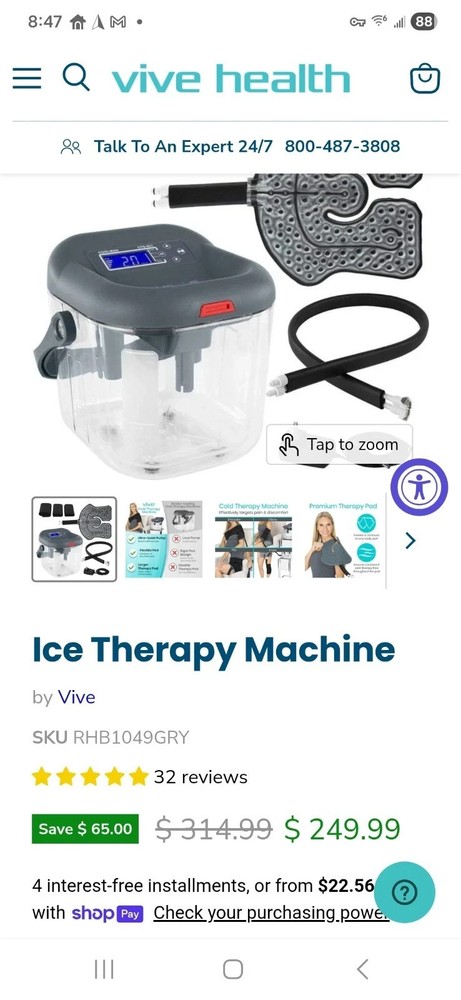Vive Ice Machine Knee & Shoulder Wrap - NEW