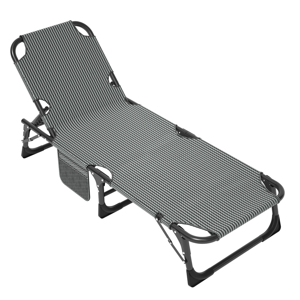 Slsy 4 Position Portable Lounge Chair for Beach Lawn Camping Pool Sun Tanning
