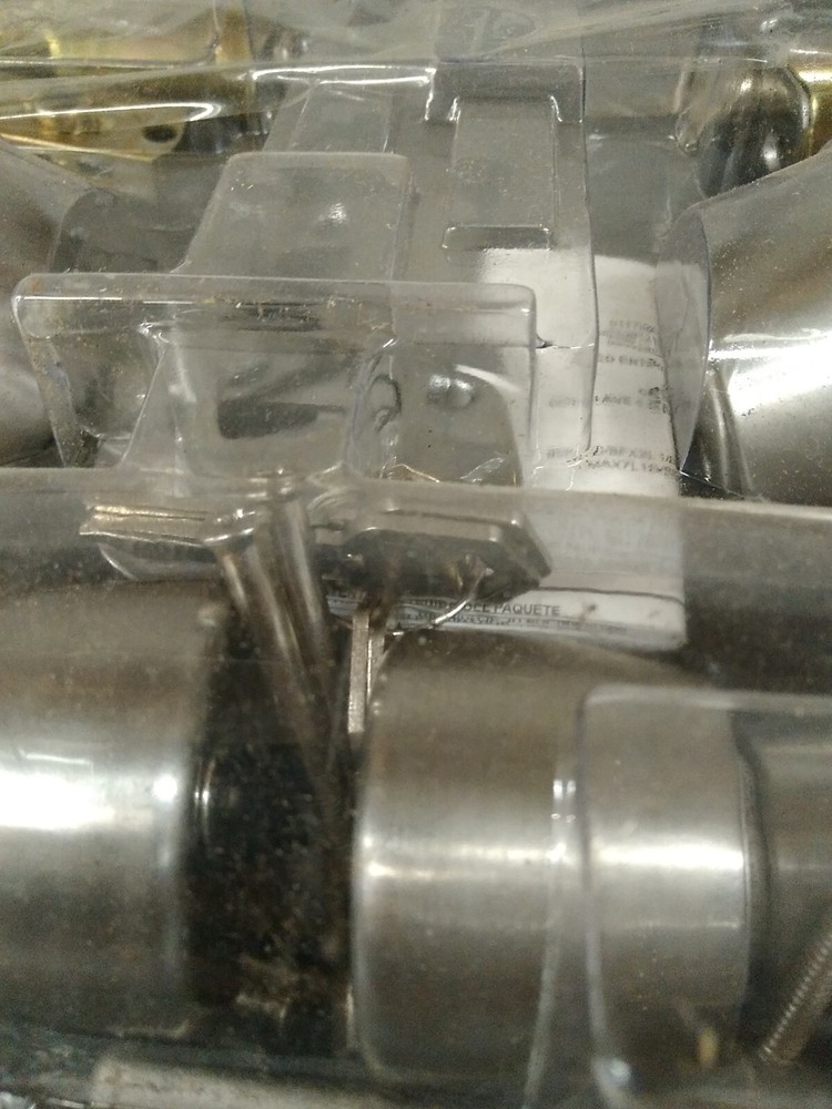 Gate House Handle Deadbolt Set 2 Pair Nickel Keyed