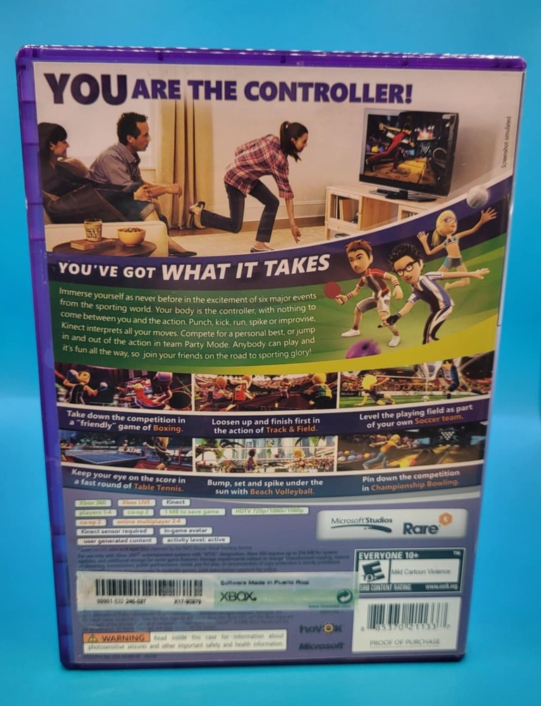 Microsoft Kinect Sensor Black 1414 XBOX 360 Bundle 3 Games - Tested & Working