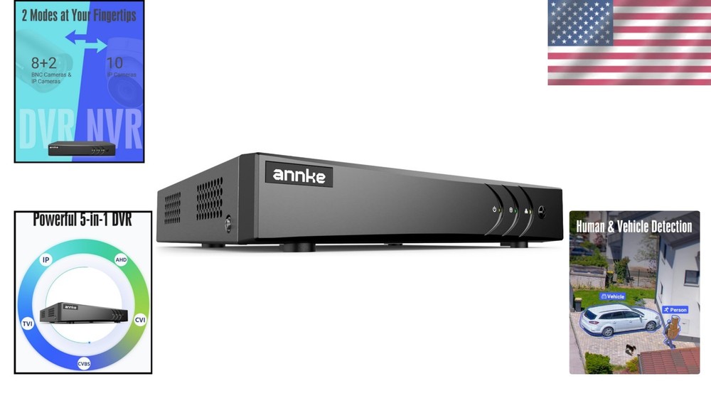 Advanced 8CH Hybrid Security DVR with AI Detection & Remote Access Functionality