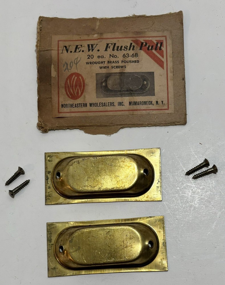 NEW OLD STOCK WOUGHT BRASS N.E.W. FLUSH PULL PULLS APOTHACARY WINDOW HARDWARE