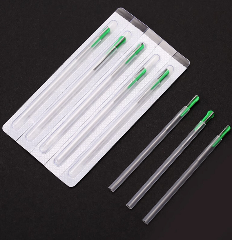 Single Use Acupuncture Spring Handle Needles with guide tube 100/Box 0.16~0.40mm