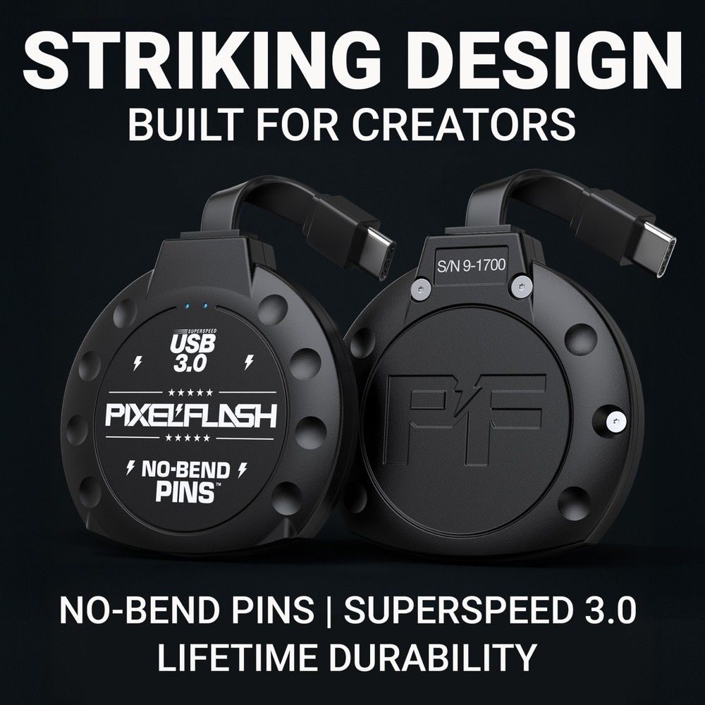 PixelFlash No-Bend Pins CF Reader USB Type-C 2” Cabled Compact UDMA7 Flash Card