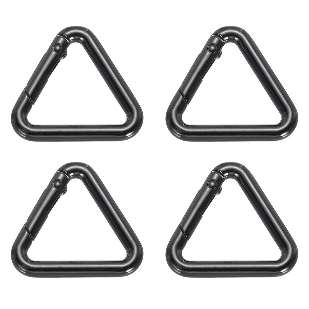 4Pcs 1" Triangle Jump Ring Buckle Spring Snap Clip Trigger Keychain Black