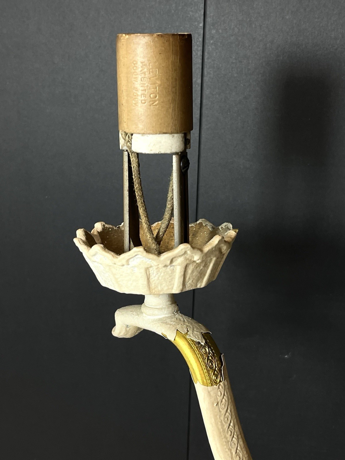 Antique Victorian Gothic Brass Chandelier, 5 Lights, Painted Needs REWIRED