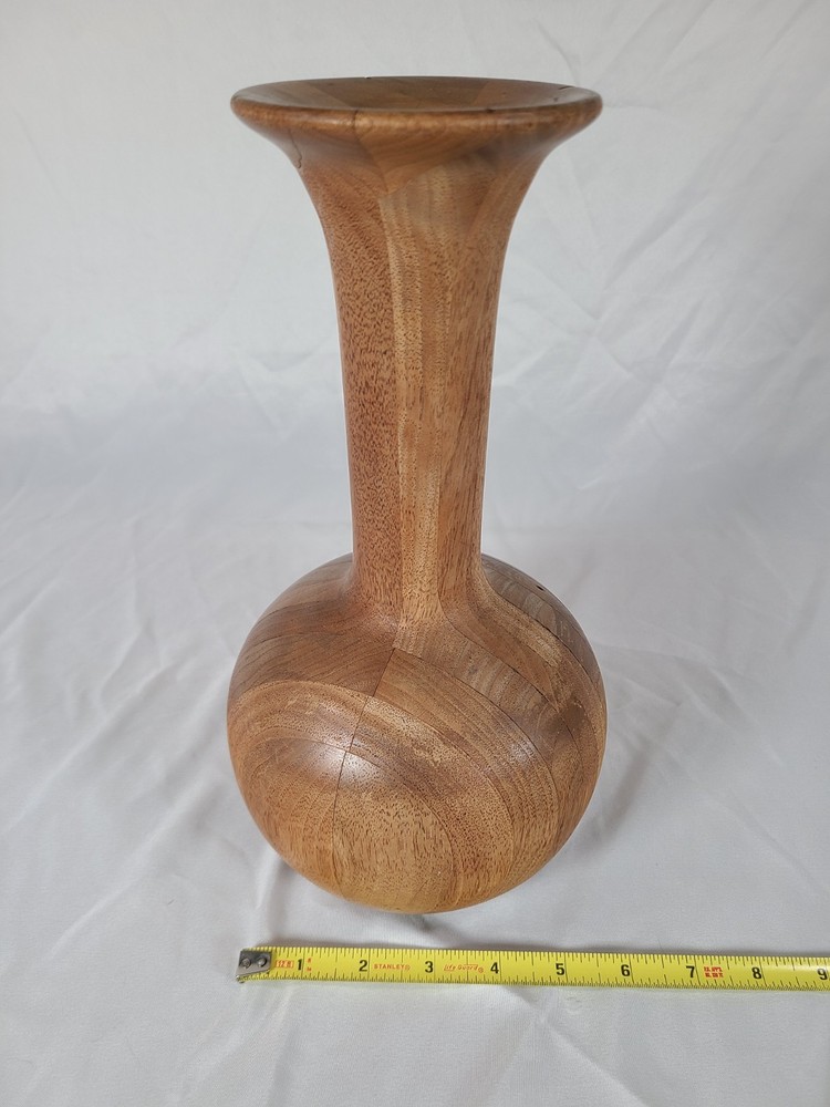 Unique 12 inch Solid Wood Vase with protective soft cloth bottom