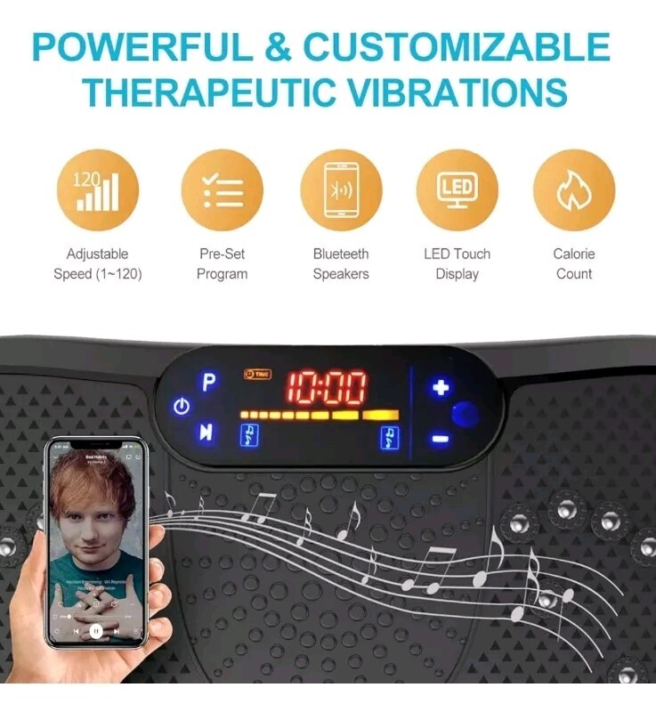 AXV FR-78 Bluetooth Vibration Plate Exercise Machine Massager Platform SILVER