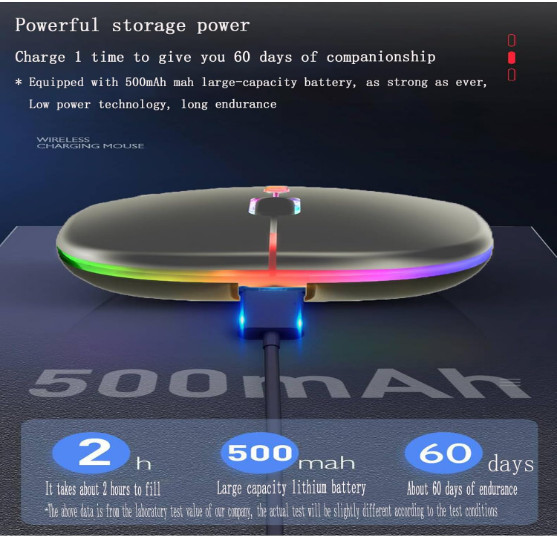 Wireless Bluetooth Mouse Rechargeable LED Silent Slim Laptop Black 2 PACK