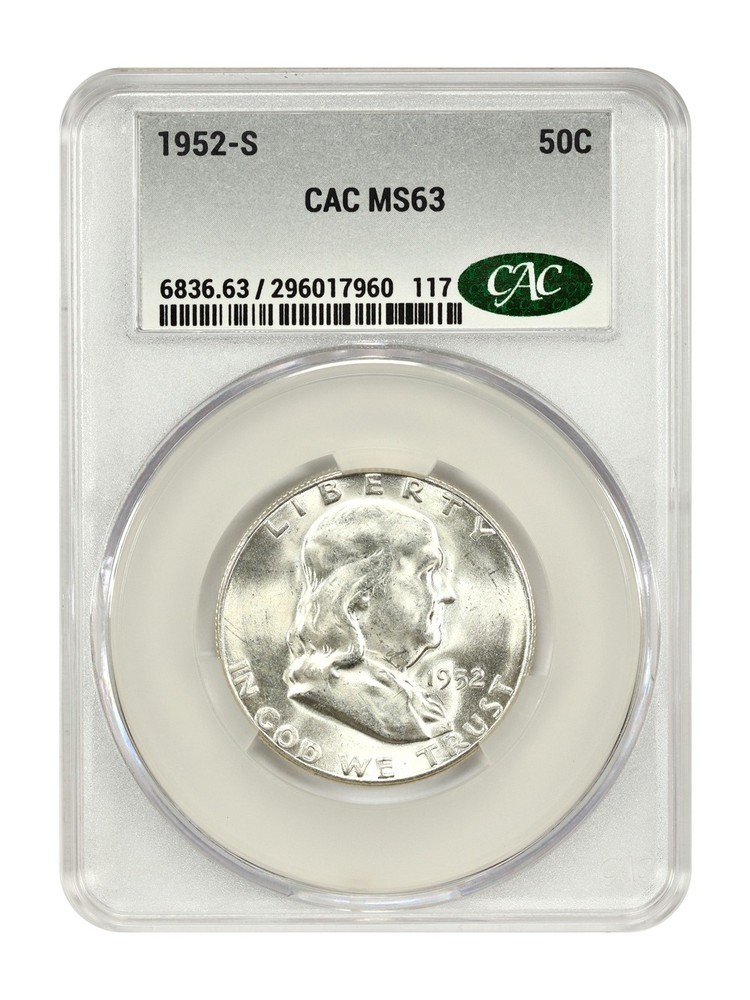 1952-S 50C CACG MS63 - Franklin Half Dollar