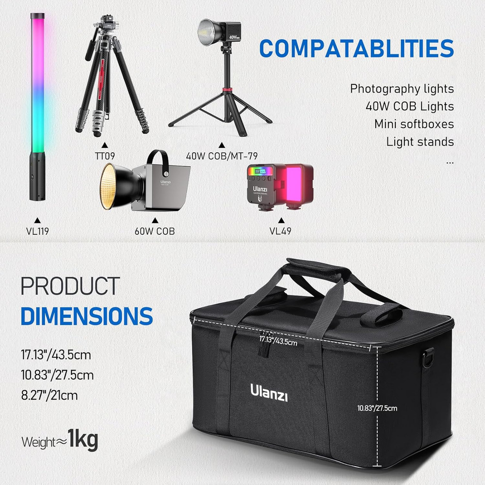 Durable Carrying Bag for Studio Lights & Softboxes with Shoulder Strap, 17.13
