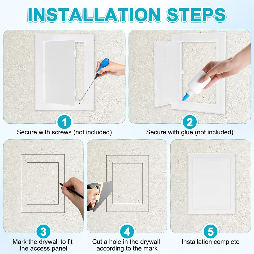2-Pack Access Panel for Drywall, 5.7x8" Plastic Wall Hole Cover [White]