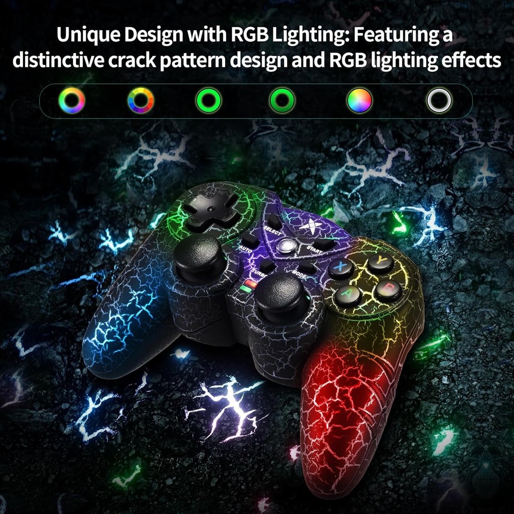 PC Wireless Gaming Controller Colorful LED Vibration TURBO LED Vibration Motor