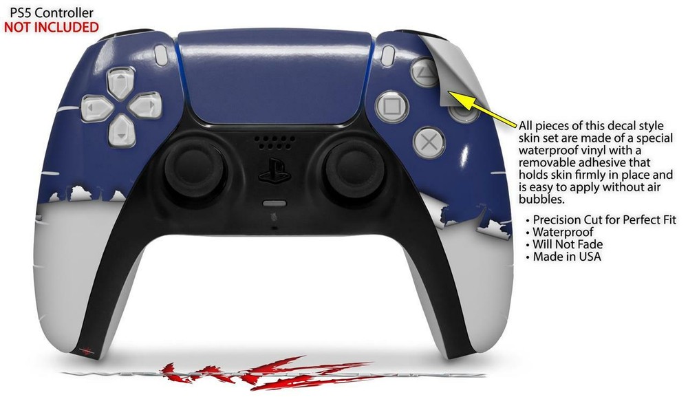 Skin Sony PS5 Controller Ripped Colors Blue Gray