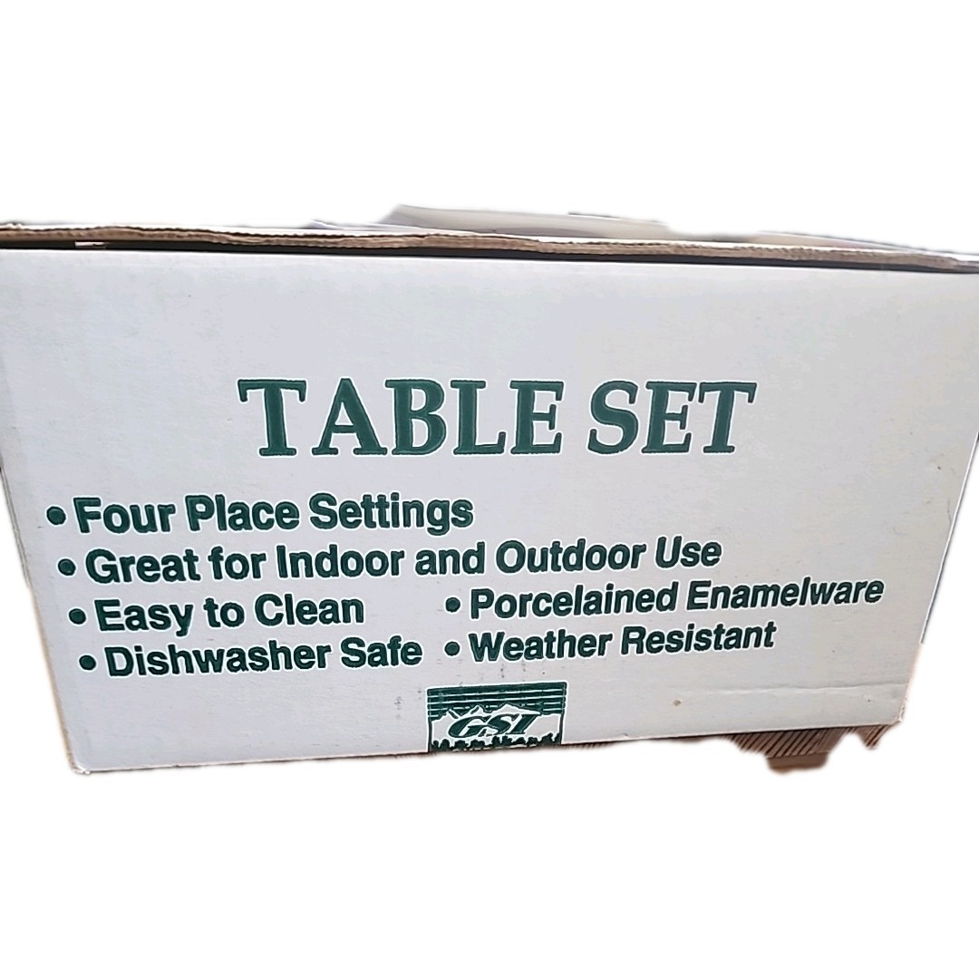 GSI Outdoor Sierra Table Set 16 piece porcelained Enamelware, Blue Open box