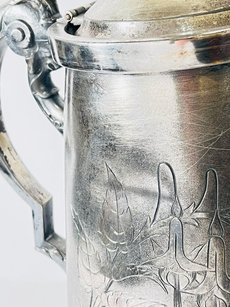 Antique Wilcox Silver Co. Ceramic Lined Silver Pitcher-Circa 1880