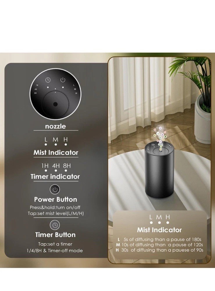 Waterless Essential Oil Diffusers, Portable Aromatherapy Diffuser, Mini Scent 2p